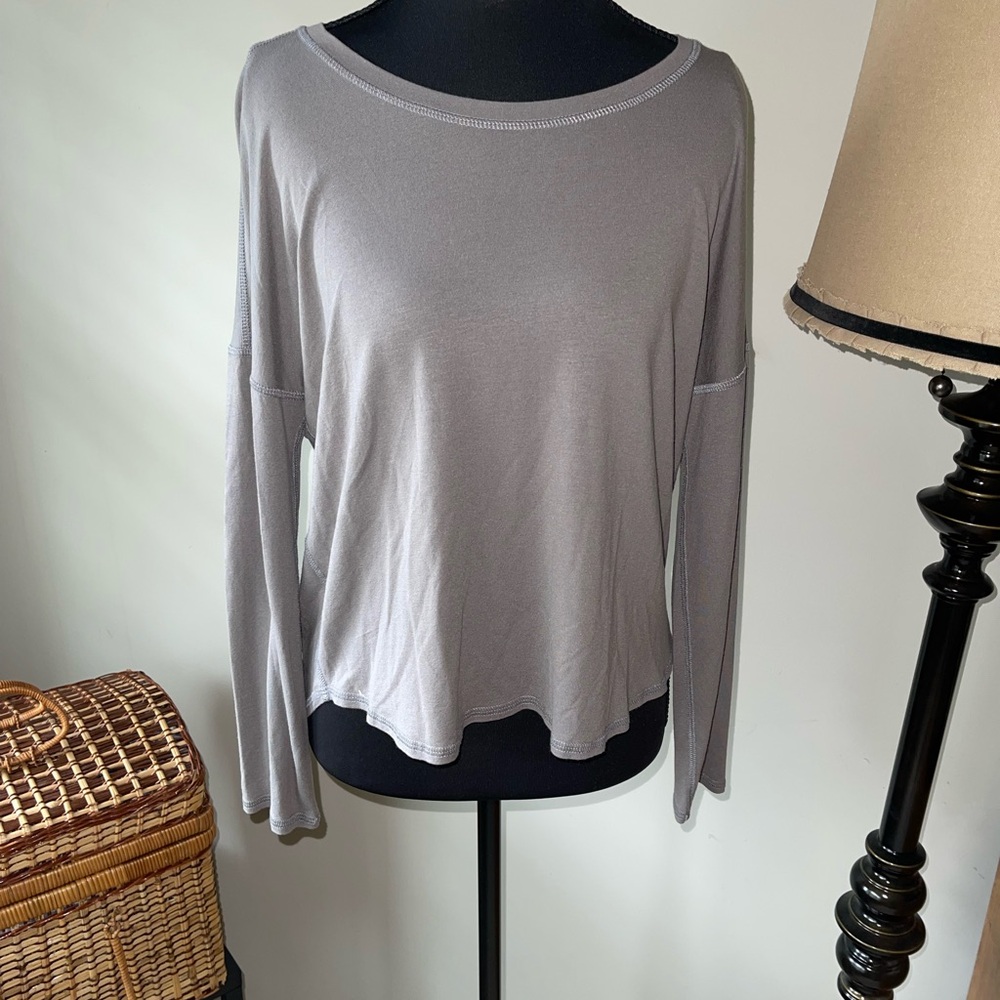 Eileen Fisher Soft Gray Long Sleeve Top SP  Relaxed Fit NWOT